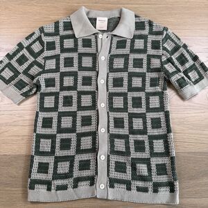 Massive Luxury Shirt Men Large Milan Woven Green Geometric Cotton Kit